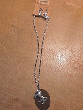 Lucky horse necklace and earring set